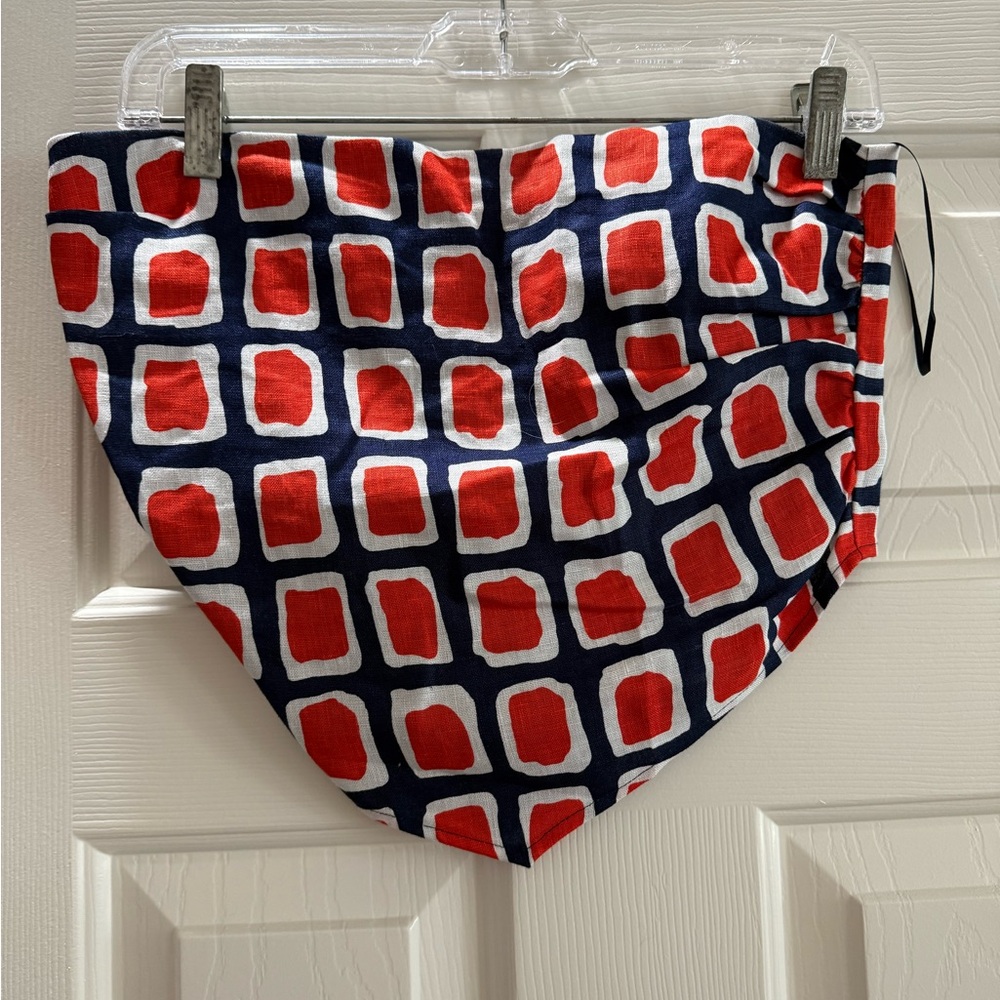 Reformation Navy and Red Geometric Print Top